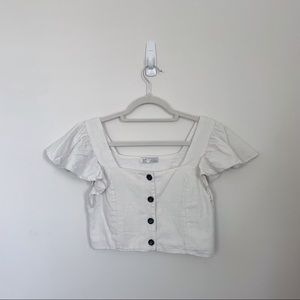 Zara Button Up Crop Top, Size S